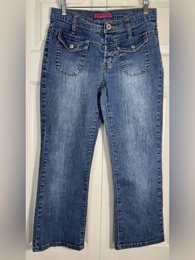 Cappuccino Jeans Vintage Y2K Capri Cropped Jeans Flap Pocket Size 7